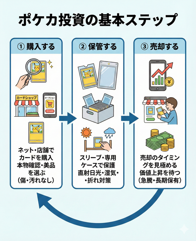 投資の基本ステップ（購入〜保管〜売却）