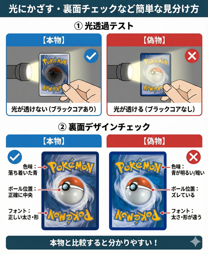 光にかざす・裏面チェックなど簡単な見分け方