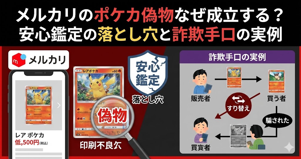 メルカリのポケカ偽物なぜ成立する？安心鑑定の落とし穴と詐欺手口の実例