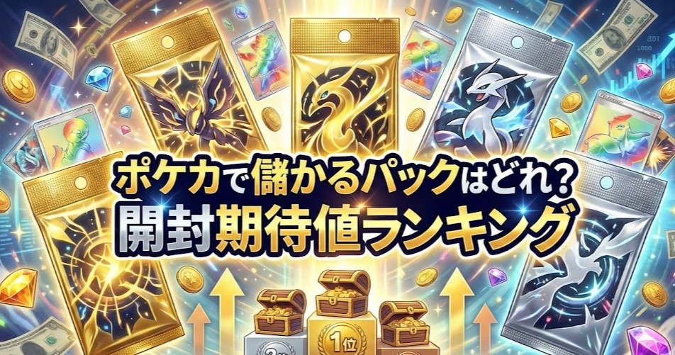 【_y_年_m_月】ポケカで儲かるパックはどれ?開封期待値ランキング