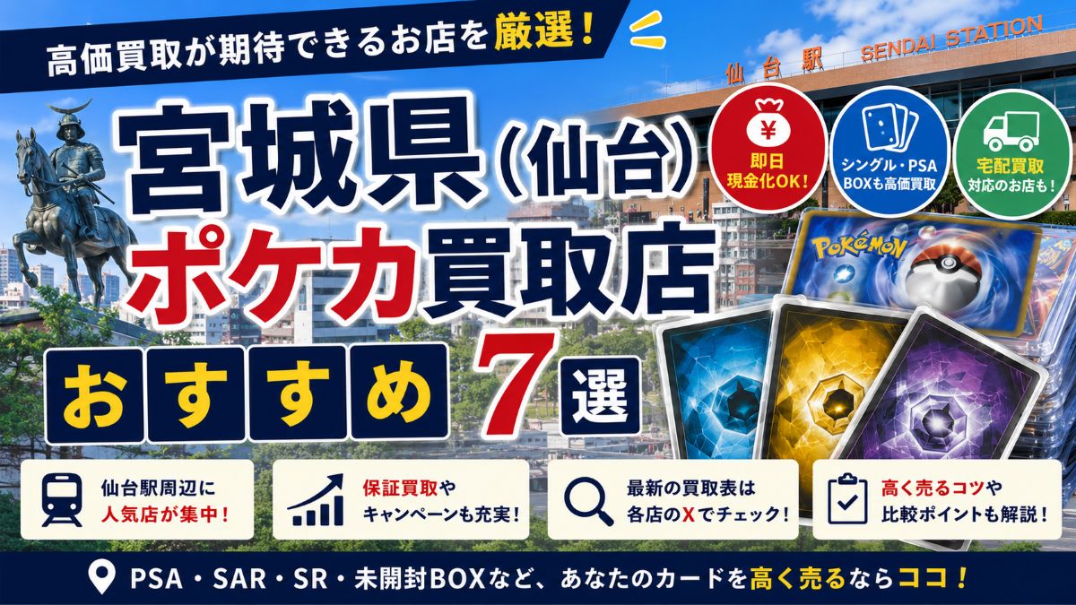 宮城県（仙台）のポケカ買取おすすめ7選！高価買取が期待できるカードショップを徹底比較